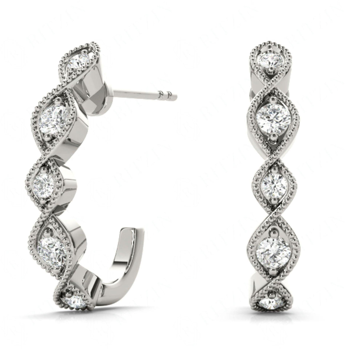 3.50mm Round Cut Half Hoop Style Earrings For Women