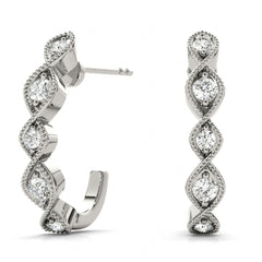 3.50mm Round Cut Half Hoop Style Earrings For Women