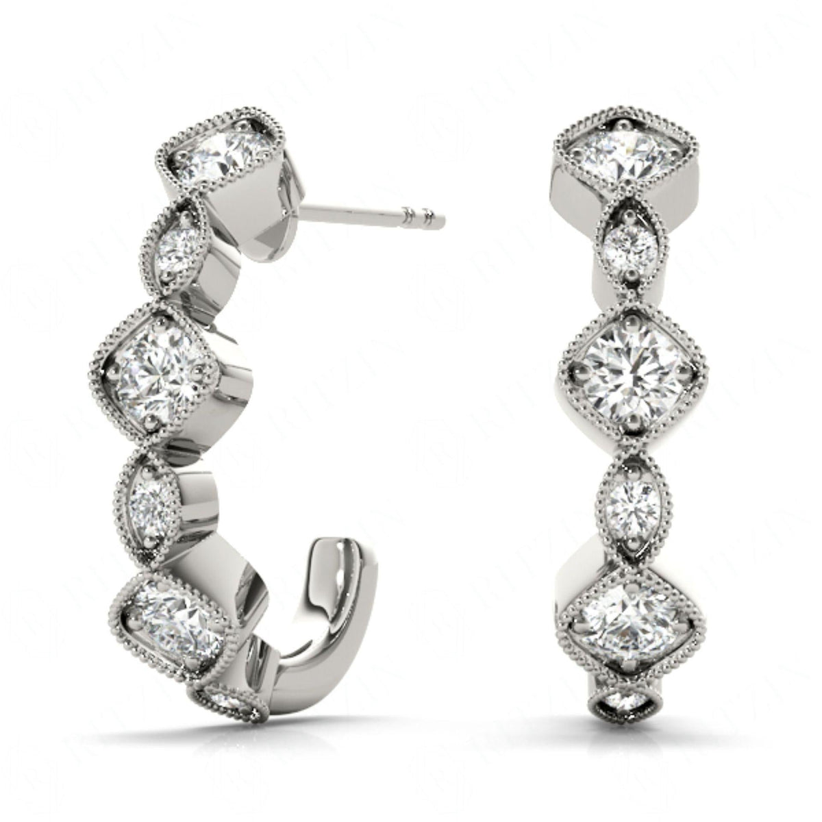3.50 MM Round Cut Half Hoop Style Earrings For Women/Her