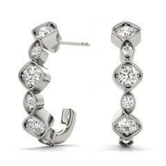 3.50 MM Round Cut Half Hoop Style Earrings For Women/Her