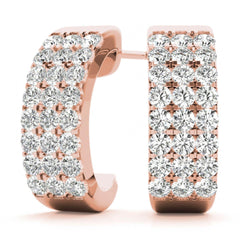 2.00mm Round Cut Three Row Half Hoop Style Earrings For Women/Her