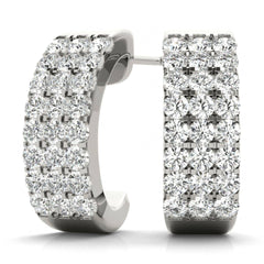 2.00mm Round Cut Three Row Half Hoop Style Earrings For Women/Her