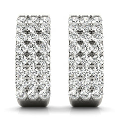 2.00mm Round Cut Three Row Half Hoop Style Earrings For Women/Her