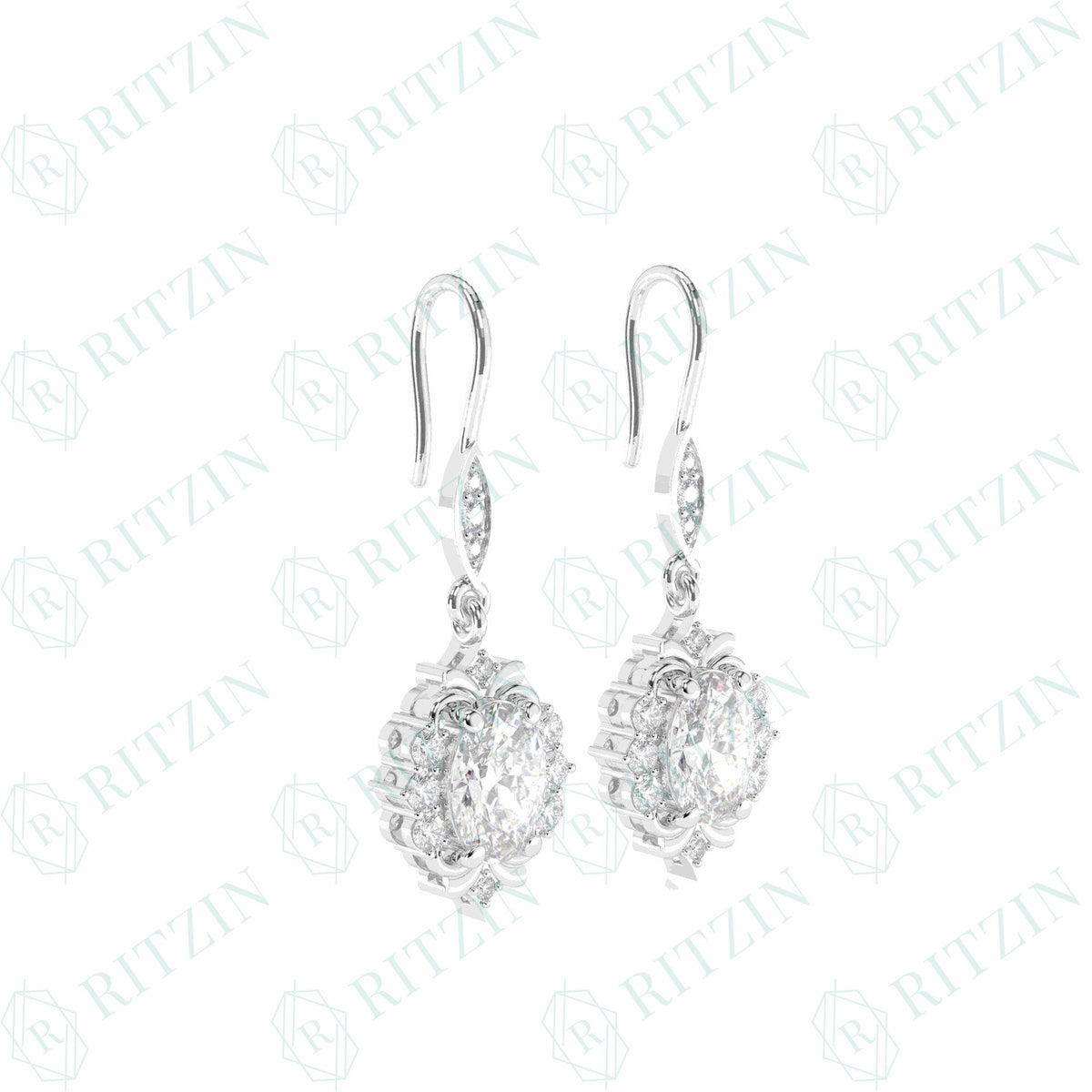1.80 TCW Oval Cut Drop Dangle 10K Lab Grown Diamond Earrings for Women
