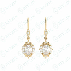 1.80 TCW Oval Cut Drop Dangle 10K Lab Grown Diamond Earrings for Women