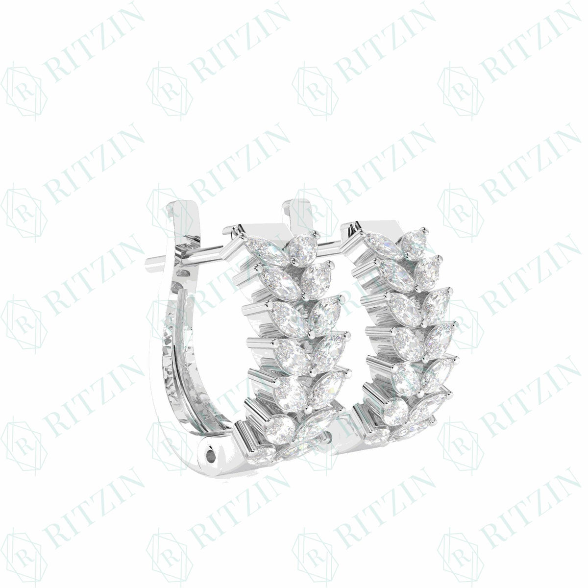 1.00 TCW Marquise Cut Huggie Hoop 10K Lab Grown Diamond Earrings for Women