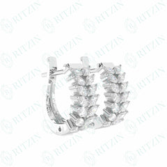 1.00 TCW Marquise Cut Huggie Hoop 10K Lab Grown Diamond Earrings for Women