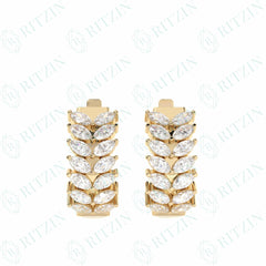 1.00 TCW Marquise Cut Huggie Hoop 10K Lab Grown Diamond Earrings for Women