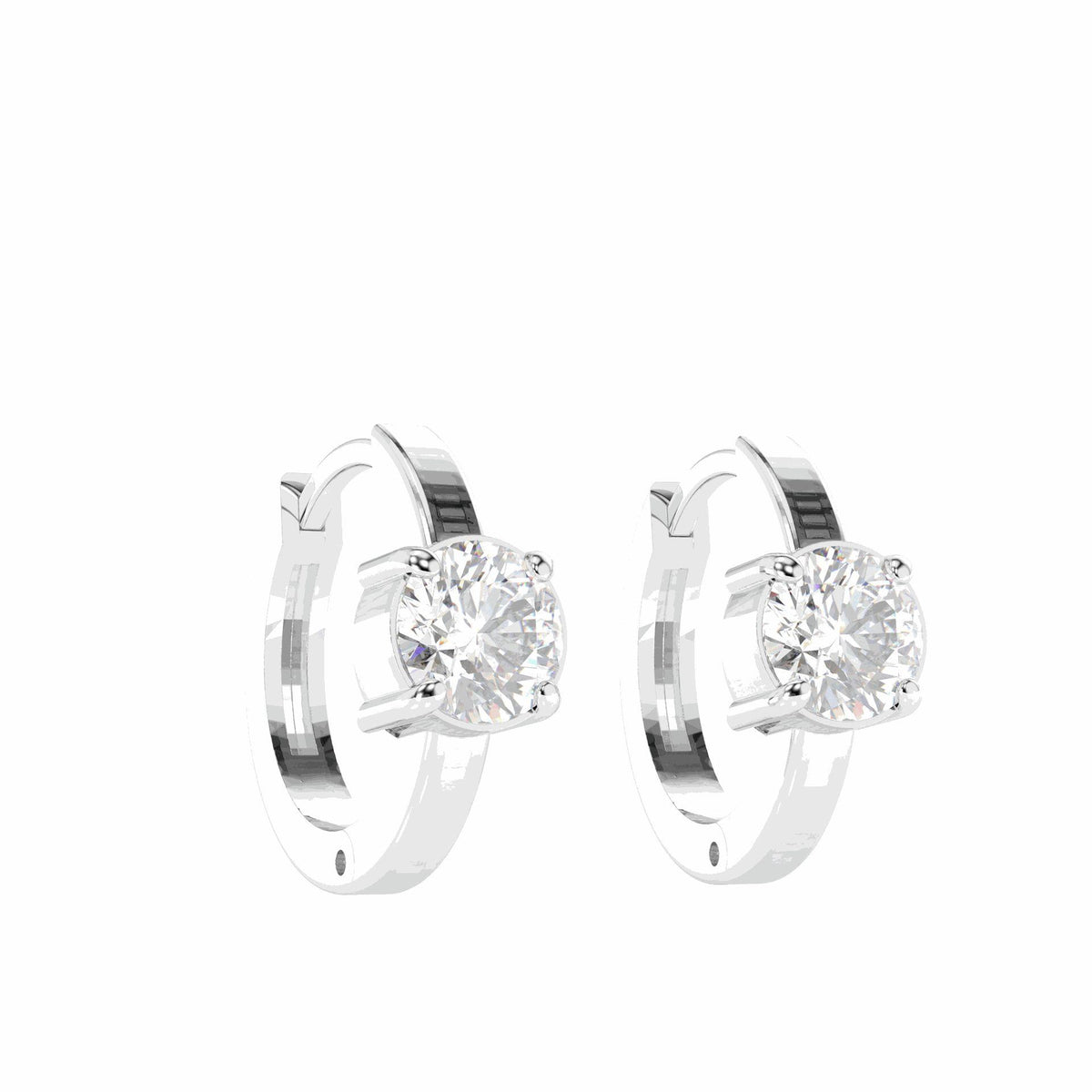 Pendientes de aro con diamantes cultivados en laboratorio de 10 quilates y corte brillante redondo de 1,70 TCW para mujer
