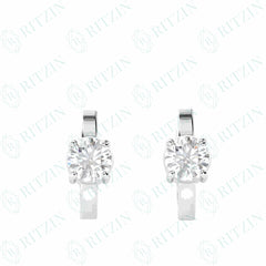 Pendientes de aro con diamantes cultivados en laboratorio de 10 quilates y corte brillante redondo de 1,70 TCW para mujer