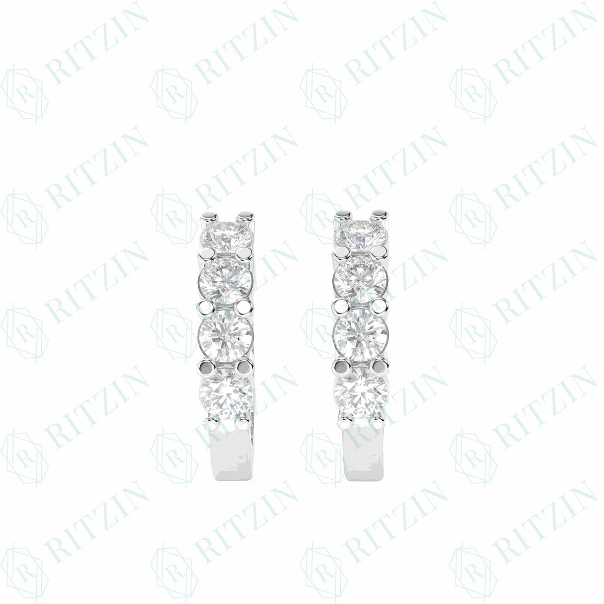 Pendientes de aro Huggie de corte brillante redondo de 0,90 quilates con diamantes cultivados en laboratorio de 10 quilates para mujer