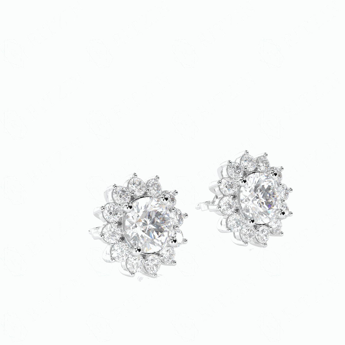 1,50 TCW Ohrstecker mit rundem Brillantschliff, 10 K, im Labor gezüchtete Diamanten für Damen