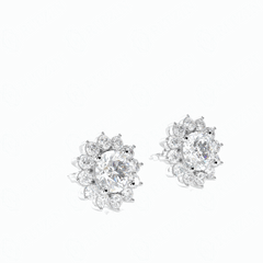 1,50 TCW Ohrstecker mit rundem Brillantschliff, 10 K, im Labor gezüchtete Diamanten für Damen