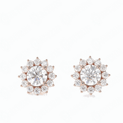 1,50 TCW Ohrstecker mit rundem Brillantschliff, 10 K, im Labor gezüchtete Diamanten für Damen