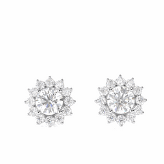 1,50 TCW Ohrstecker mit rundem Brillantschliff, 10 K, im Labor gezüchtete Diamanten für Damen