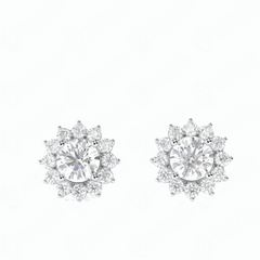 1,50 TCW Ohrstecker mit rundem Brillantschliff, 10 K, im Labor gezüchtete Diamanten für Damen