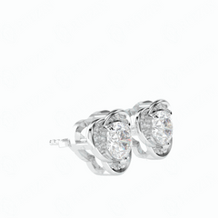 Pendientes de diamantes cultivados en laboratorio de 10 quilates con corte brillante redondo de 0,70 TCW para mujer