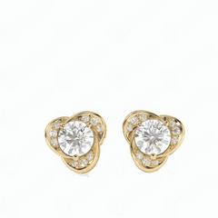 Pendientes de diamantes cultivados en laboratorio de 10 quilates con corte brillante redondo de 0,70 TCW para mujer