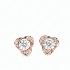 Pendientes de diamantes cultivados en laboratorio de 10 quilates con corte brillante redondo de 0,70 TCW para mujer