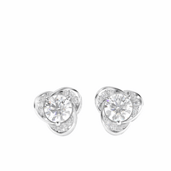 Pendientes de diamantes cultivados en laboratorio de 10 quilates con corte brillante redondo de 0,70 TCW para mujer