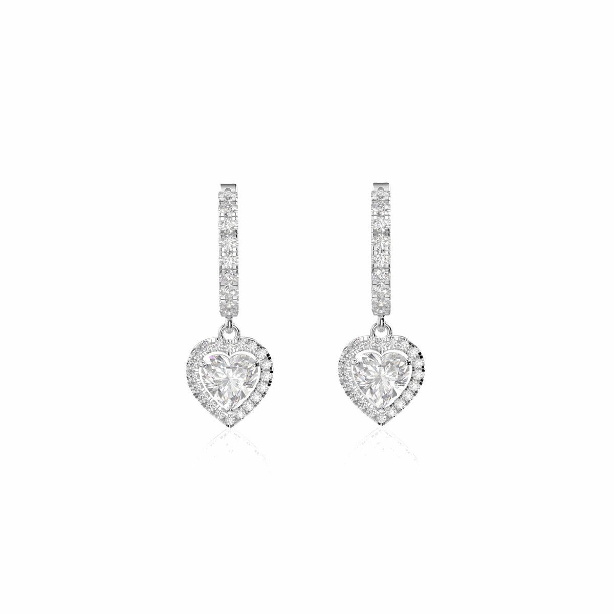 Pendientes colgantes de diamantes cultivados en laboratorio de 10 quilates con corte brillante redondo de 0,50 TCW para mujer