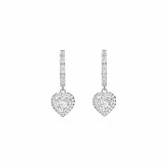 Pendientes colgantes de diamantes cultivados en laboratorio de 10 quilates con corte brillante redondo de 0,50 TCW para mujer
