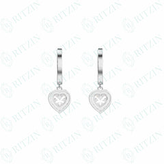 Pendientes colgantes de diamantes cultivados en laboratorio de 10 quilates con corte brillante redondo de 0,50 TCW para mujer
