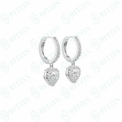 Pendientes colgantes de diamantes cultivados en laboratorio de 10 quilates con corte brillante redondo de 0,50 TCW para mujer