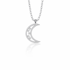 Colgante de diamantes cultivados en laboratorio de 10 quilates con corte brillante redondo de luna de 0,40 TCW para mujer