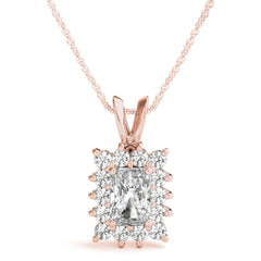 7.00 x 5.00 MM Emerald And Round Cut Halo Style Charm Pendant For_Women/Her_