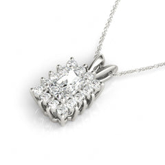 7.00 x 5.00 MM Emerald And Round Cut Halo Style Charm Pendant For_Women/Her_