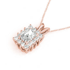 7.00 x 5.00 MM Emerald And Round Cut Halo Style Charm Pendant For_Women/Her_