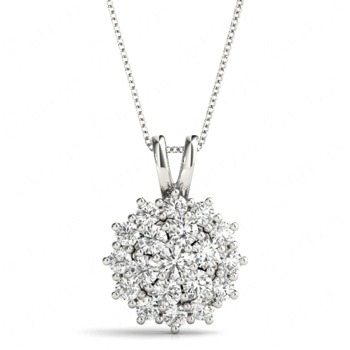 3.00MM Round Cut Cluster Style Charm Pendant For _Women_