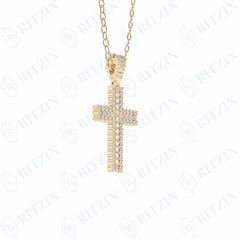 1.00 TCW Cross Round Brilliant Cut Hip Hop 10K Lab Grown Diamond Pendant for Women
