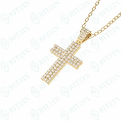 1.00 TCW Cross Round Brilliant Cut Hip Hop 10K Lab Grown Diamond Pendant for Women