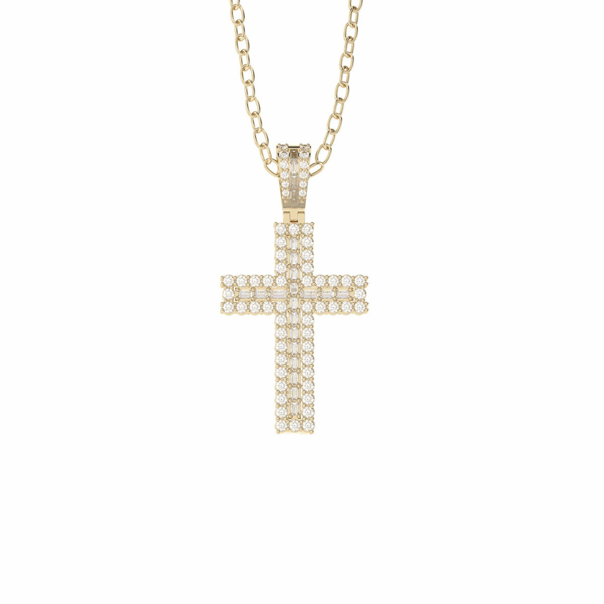 1.00 TCW Cross Round Brilliant Cut Hip Hop 10K Lab Grown Diamond Pendant for Women