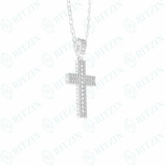 1.00 TCW Cross Round Brilliant Cut Hip Hop 10K Lab Grown Diamond Pendant for Women