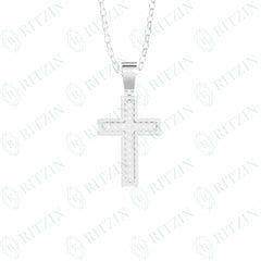 1.00 TCW Cross Round Brilliant Cut Hip Hop 10K Lab Grown Diamond Pendant for Women