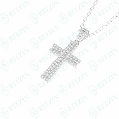 1.00 TCW Cross Round Brilliant Cut Hip Hop 10K Lab Grown Diamond Pendant for Women