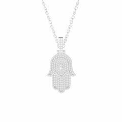 2,00 TCW Hamsa-Hand, runder Brillantschliff, Hip-Hop-Anhänger aus 10 Karat im Labor gezüchteter Diamant für Frauen