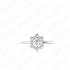 0.60 TCW Round Brilliant Cut Halo 18K Lab Grown Diamond Ring for Women