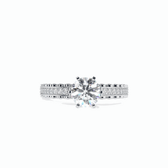 1,50 TCW Solitärring mit rundem Brillantschliff und Akzenten, 18 Karat, im Labor gezüchteter Diamant für Damen