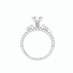 1,50 TCW Solitärring mit rundem Brillantschliff und Akzenten, 18 Karat, im Labor gezüchteter Diamant für Damen