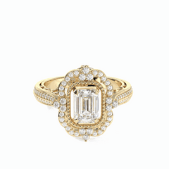 Anillo de diamantes cultivados en laboratorio de 18 quilates con halo de talla esmeralda de 2,50 TCW para mujer