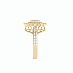 Anillo de diamantes cultivados en laboratorio de 18 quilates con halo de talla esmeralda de 2,50 TCW para mujer