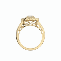 Anillo de diamantes cultivados en laboratorio de 18 quilates con halo de talla esmeralda de 2,50 TCW para mujer