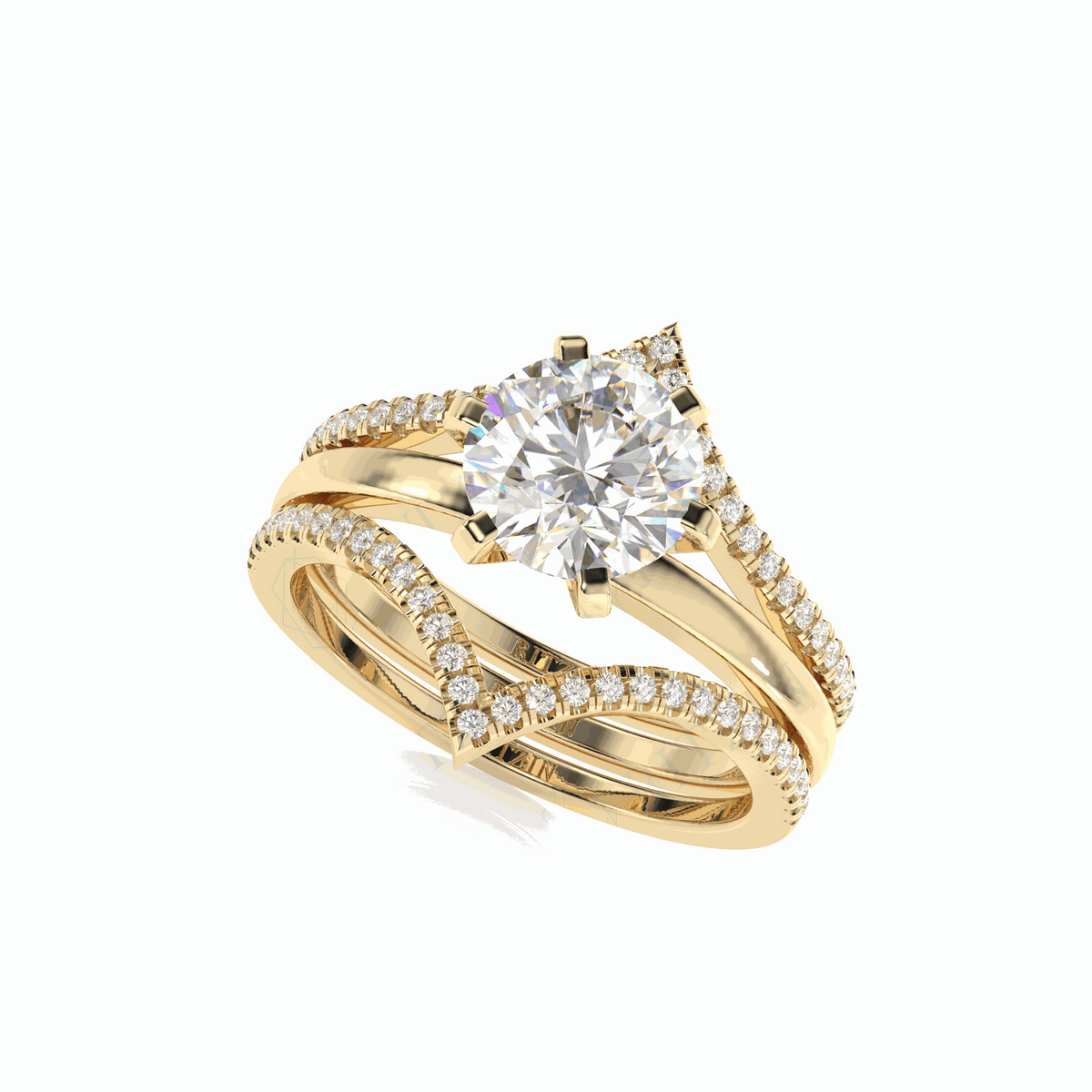 Anillo de diamantes cultivados en laboratorio de 18 quilates con corte brillante redondo de 1,90 TCW para mujer.