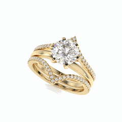 Anillo de diamantes cultivados en laboratorio de 18 quilates con corte brillante redondo de 1,90 TCW para mujer.