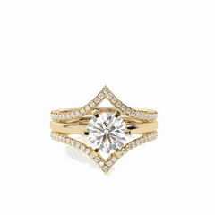 Anillo de diamantes cultivados en laboratorio de 18 quilates con corte brillante redondo de 1,90 TCW para mujer.