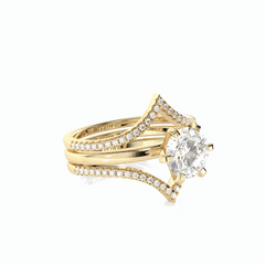 Anillo de diamantes cultivados en laboratorio de 18 quilates con corte brillante redondo de 1,90 TCW para mujer.